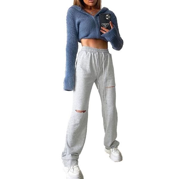 women jogging solid baggy hole sport pants joggers high waist drawstring loose hip hop street casual fashion straight trousers, White;red
women jogging solid baggy hole sport pants joggers high waist drawstring loose hip hop street casual fashion straight trousers, White;red