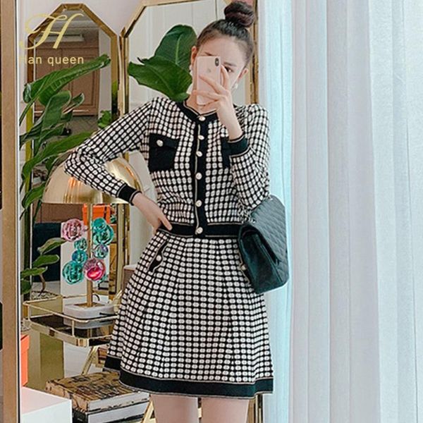 h han queen vintage plaid 2 pieces set women winter cardigan woolen and high waist a-line skirts korean office lady suit new, White
h han queen vintage plaid 2 pieces set women winter cardigan woolen and high waist a-line skirts korean office lady suit new, White