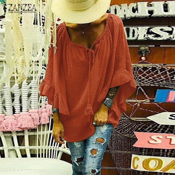 fashion ruffle tunic women's summer blouse zanzea 2020 casual loose half sleeve shirts female lace-up baggy blusas plus size, White
fashion ruffle tunic women's summer blouse zanzea 2020 casual loose half sleeve shirts female lace-up baggy blusas plus size, White