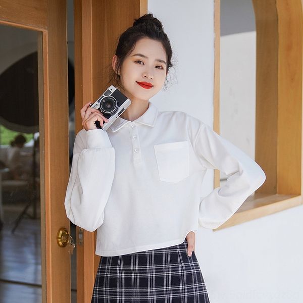 new t- autumn 2020 lapel solid color loose cotton long sleeve t-shirt women's korean version ins thin short bottoming shirt zbn1l, White
new t- autumn 2020 lapel solid color loose cotton long sleeve t-shirt women's korean version ins thin short bottoming shirt zbn1l, White