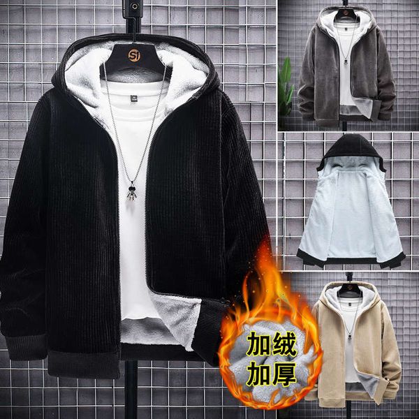 sweater hooded autumn cashmere coat plush corduroy garment winter men's jacket, Black
sweater hooded autumn cashmere coat plush corduroy garment winter men's jacket, Black