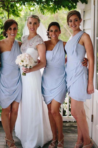 charming one shoulder short bridesmaid dresses unique design prom gowns maid of honor dress for wedding party guest dresses v37, White;pink
charming one shoulder short bridesmaid dresses unique design prom gowns maid of honor dress for wedding party guest dresses v37, White;pink