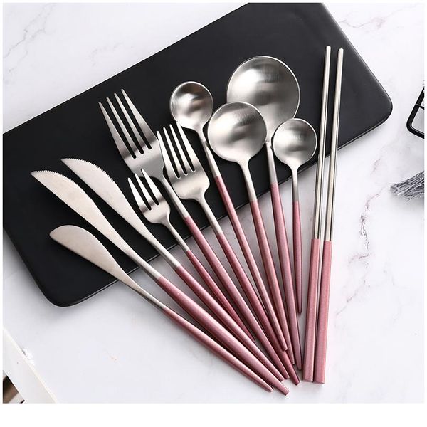pink silver stainless steel western tableware steak knife fork coffee spoon teaspoon butter knives chopstick gold cut sqcbew
pink silver stainless steel western tableware steak knife fork coffee spoon teaspoon butter knives chopstick gold cut sqcbew