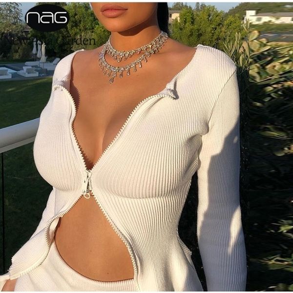 newasia white sweater women double zipper cardigan celebrity wear long sleeve split cuff short knitted winter clothes 201017, White;black
newasia white sweater women double zipper cardigan celebrity wear long sleeve split cuff short knitted winter clothes 201017, White;black
