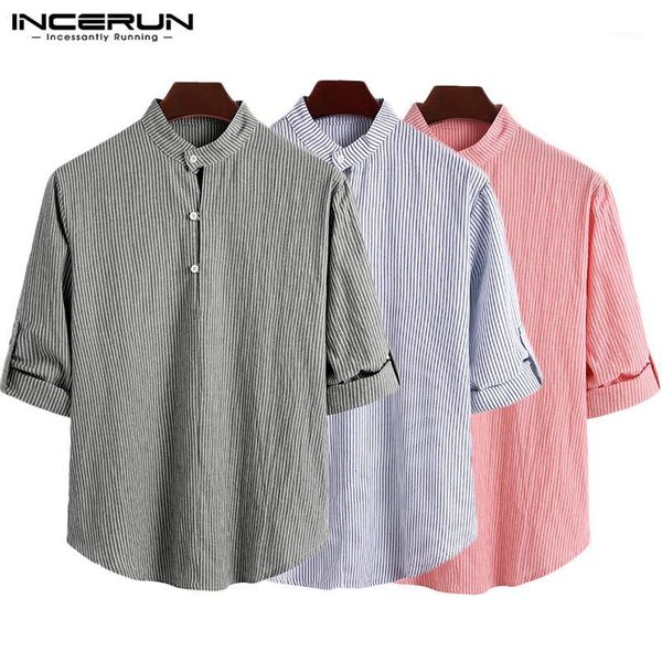 incerun 2020 mens striped shirt brand long sleeve stand collar button casual blouse fashion leisure streetwear leisure camisas1, White;black
incerun 2020 mens striped shirt brand long sleeve stand collar button casual blouse fashion leisure streetwear leisure camisas1, White;black