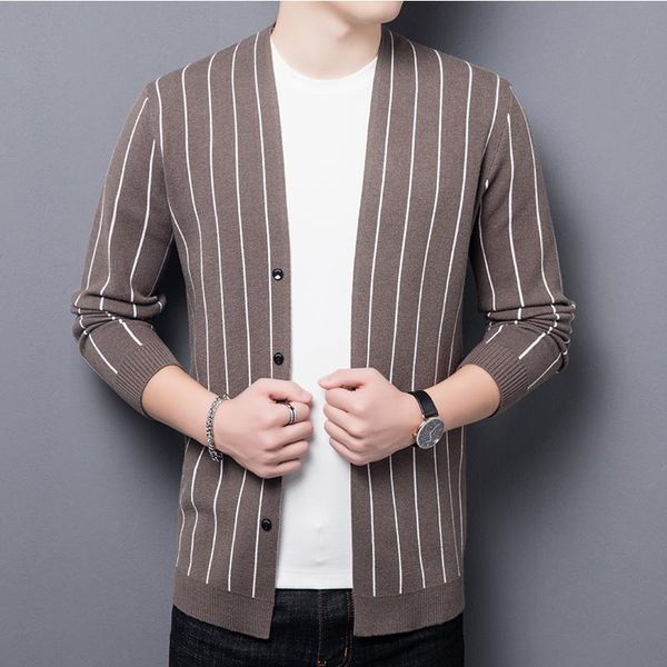 pinestriped khaki elegant knitted jackets for mens korean fashion clothing spring large size mens cardigan black grey husband, White;black
pinestriped khaki elegant knitted jackets for mens korean fashion clothing spring large size mens cardigan black grey husband, White;black
