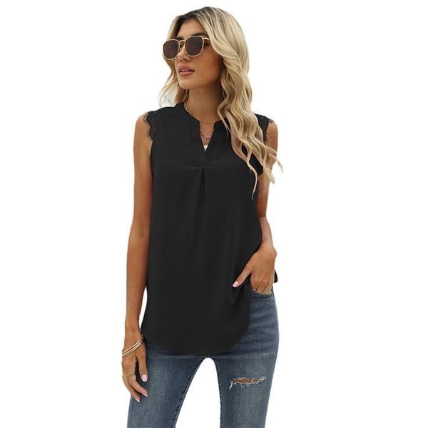 women tank v neck sleeveless camis summer shirts loose casual lace blouses, White
women tank v neck sleeveless camis summer shirts loose casual lace blouses, White