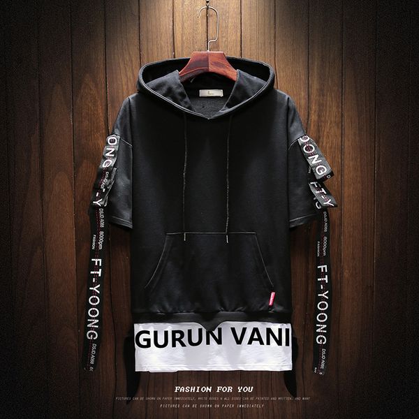 hoodies men summer short sleeve hooded sweatshirt hip hop tracksuit men's punk style casual jacket clothing kg-704, Black
hoodies men summer short sleeve hooded sweatshirt hip hop tracksuit men's punk style casual jacket clothing kg-704, Black