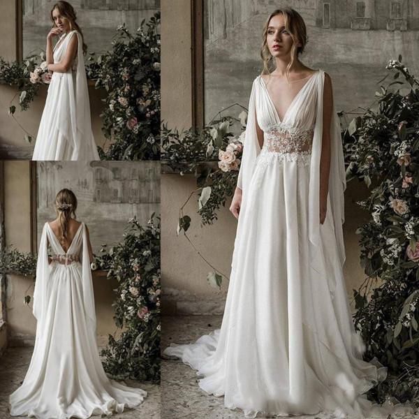 2021 boho beach wedding dresses a line v neck sleeveless sweep train bridal gowns with applique chiffon backless plus size wedding gowns, White
2021 boho beach wedding dresses a line v neck sleeveless sweep train bridal gowns with applique chiffon backless plus size wedding gowns, White