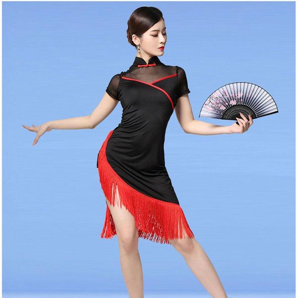 stage wear women latin dance dress for flower tassel fringe ballroom salsa tango national standard competition practice costume, Black;red
stage wear women latin dance dress for flower tassel fringe ballroom salsa tango national standard competition practice costume, Black;red