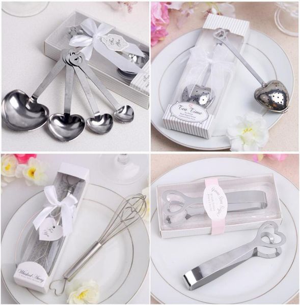 party favor stainless steel heart-shaped sugar clip measuring spoons with gift box love heart infuser egg beater wedding favors
party favor stainless steel heart-shaped sugar clip measuring spoons with gift box love heart infuser egg beater wedding favors