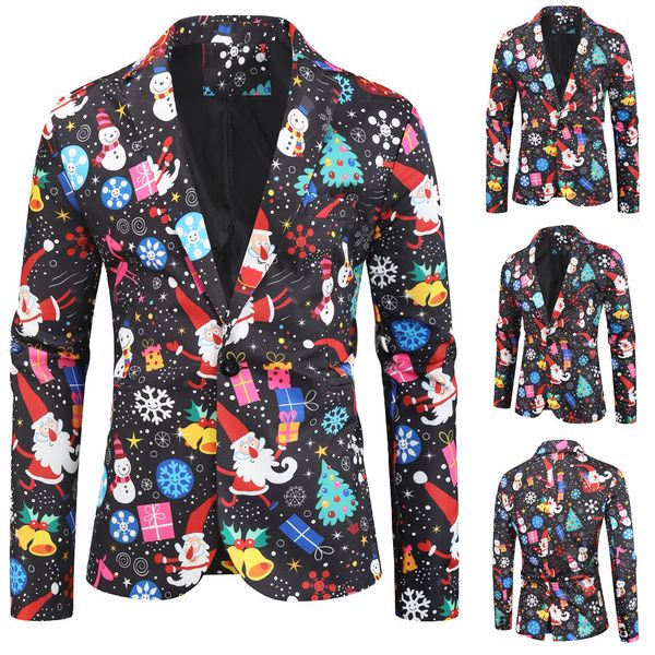 mens suits christmas print jackets blazers fashion long sleeve blouse suit male slim fit blazers, White;black
mens suits christmas print jackets blazers fashion long sleeve blouse suit male slim fit blazers, White;black