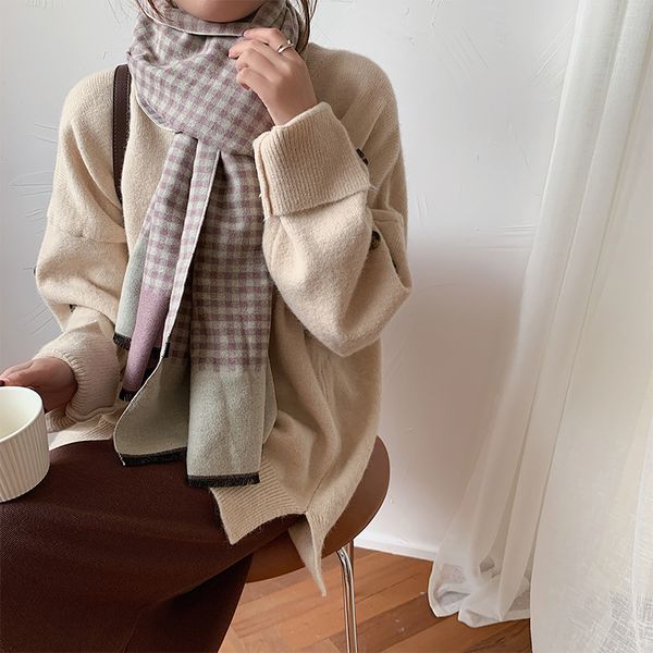 plaid scarf women's ins fashionable shawl dual-purpose knitting collar neck lovely girl autumn winter, Blue;gray
plaid scarf women's ins fashionable shawl dual-purpose knitting collar neck lovely girl autumn winter, Blue;gray