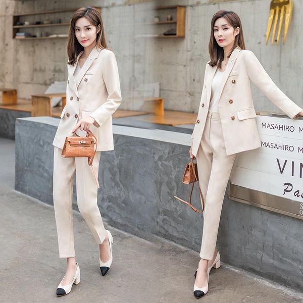 women's two piece pants 2021 leisure suit overalls khaki two-piece business uniform loose coat harem office ladies, White
women's two piece pants 2021 leisure suit overalls khaki two-piece business uniform loose coat harem office ladies, White