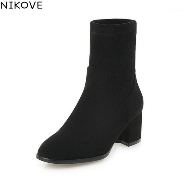 boots nikove 2021 women shoes square round toe solid winter ankle high heels slip on stretch fabric woman size 34-431, Black
boots nikove 2021 women shoes square round toe solid winter ankle high heels slip on stretch fabric woman size 34-431, Black