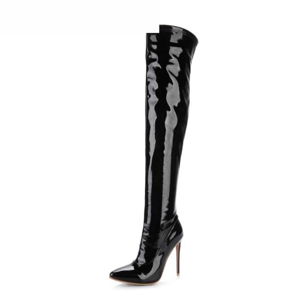 winter extreme high heels 12 cm boots pointed toe thigh high boots over the knee women shoes red white 46 45, Black
winter extreme high heels 12 cm boots pointed toe thigh high boots over the knee women shoes red white 46 45, Black