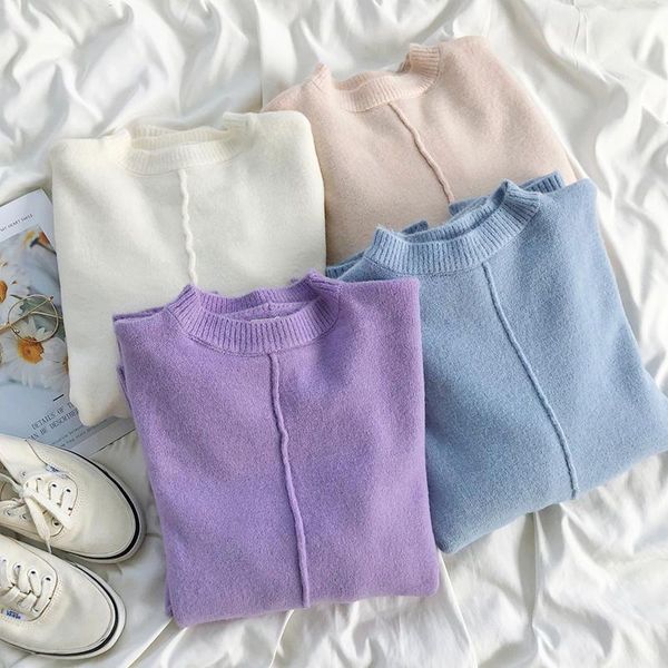 warm color purple women sweater semi-high collar car line split loose long sleeve knitted sweater, White;black
warm color purple women sweater semi-high collar car line split loose long sleeve knitted sweater, White;black