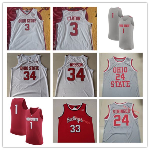 ohio state buckeyes micah potter jae'sean tate keita bates-diop trevor thompson aaron craft jim jackson dangelo russell basketball jers, Black