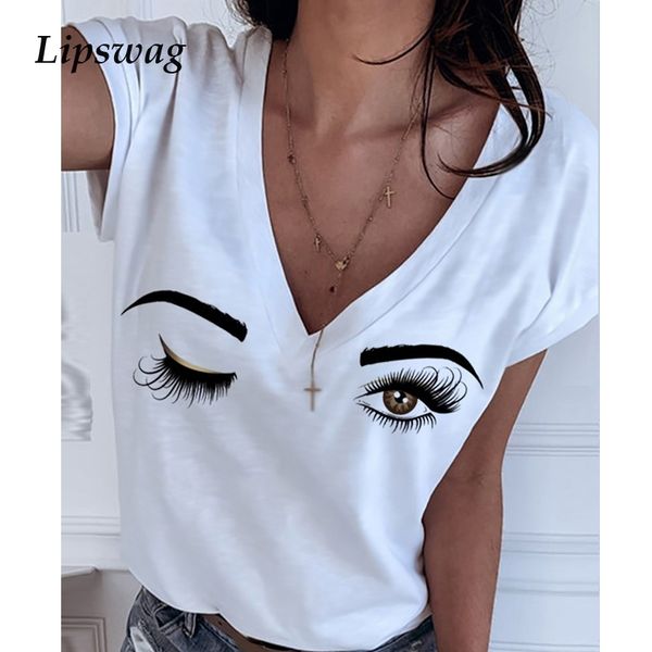 elegant short sleeve eyelash stars print blouse v-neck women shirt pullover summer casual ladies basic blusa 5xl y200622, White
elegant short sleeve eyelash stars print blouse v-neck women shirt pullover summer casual ladies basic blusa 5xl y200622, White