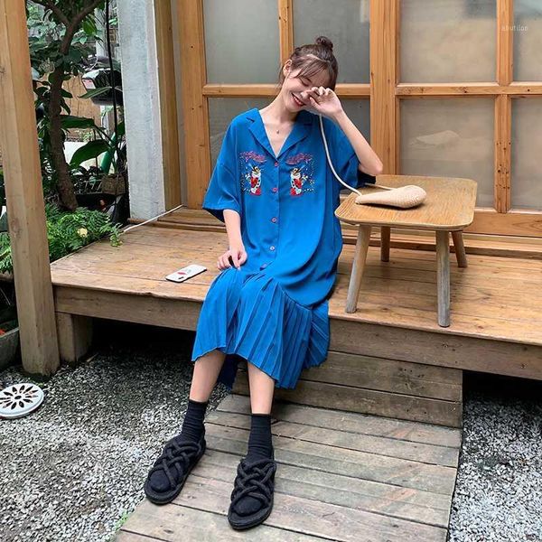 casual dresses women summer blue embroidery pleated long blazer dress loose straight single breasted sundress1, Black;gray
casual dresses women summer blue embroidery pleated long blazer dress loose straight single breasted sundress1, Black;gray