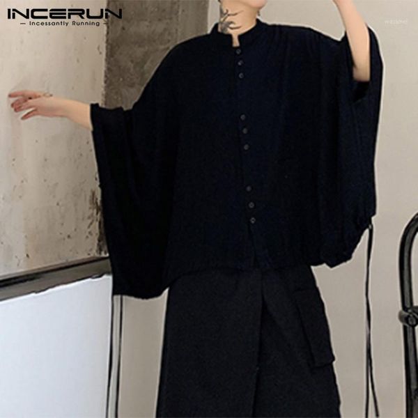 incerun man fashion loose solid color camisas manteau 2020 mens color cloak cape casual stand collar drawstring buttons blouse1, White;black
incerun man fashion loose solid color camisas manteau 2020 mens color cloak cape casual stand collar drawstring buttons blouse1, White;black