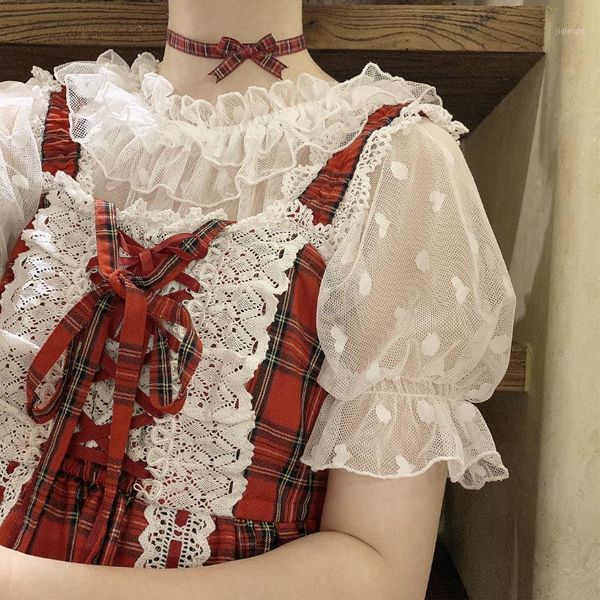 women's blouses & shirts 2 color kawaii lolita lace shirt feamle heart-shaped blouse wooden ears mesh short-sleeved mujer1, White
women's blouses & shirts 2 color kawaii lolita lace shirt feamle heart-shaped blouse wooden ears mesh short-sleeved mujer1, White