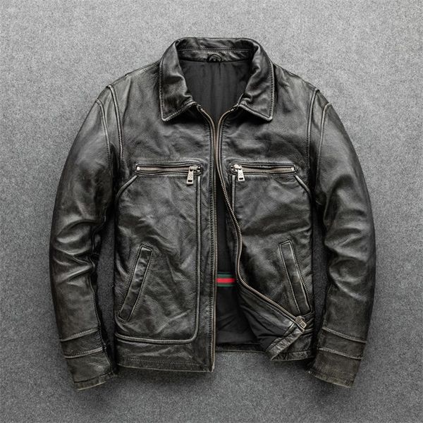 gu.seemio vintage men leather jackets cowhide motorcycle genuine leather motor biker clothing distressed leather coat lj201029, Black
gu.seemio vintage men leather jackets cowhide motorcycle genuine leather motor biker clothing distressed leather coat lj201029, Black