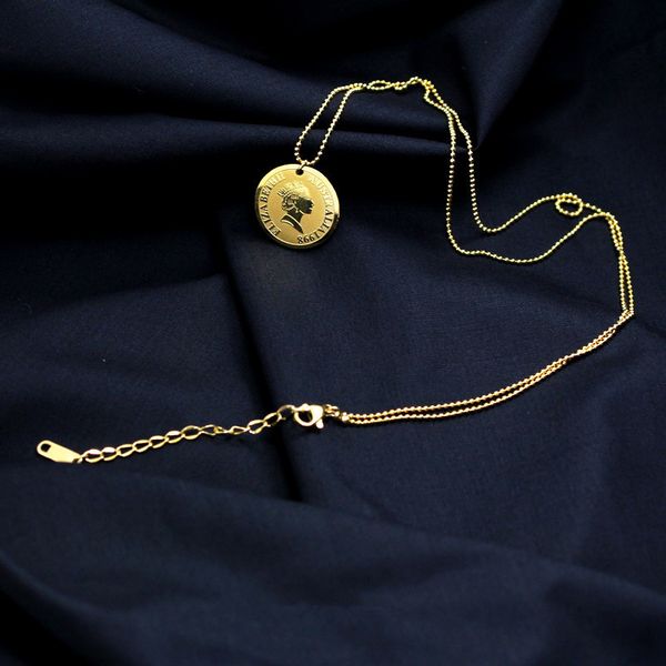 titanium steel 18k queen head coin necklace female elizabeth round brand gold sweater chain, Silver
titanium steel 18k queen head coin necklace female elizabeth round brand gold sweater chain, Silver