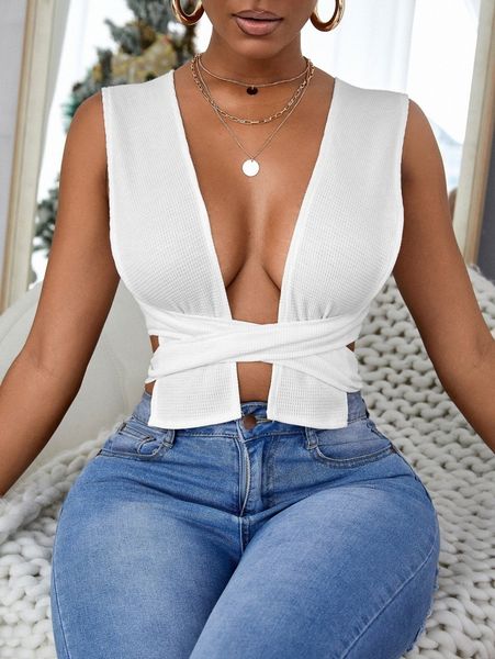 sxy criss cross tie back tank s8qt#, White