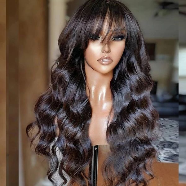 fringe wig human hair wigs with bangs full machine made brazilian body wave wig natural humans hairs for women glueless remy, Black
fringe wig human hair wigs with bangs full machine made brazilian body wave wig natural humans hairs for women glueless remy, Black
