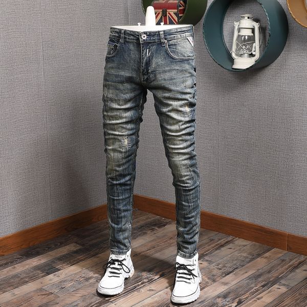 2021 new fashion streetwear men jeans printed ripped denim trousers retro wash elastic vintage designer long pants xvt4, Blue
2021 new fashion streetwear men jeans printed ripped denim trousers retro wash elastic vintage designer long pants xvt4, Blue