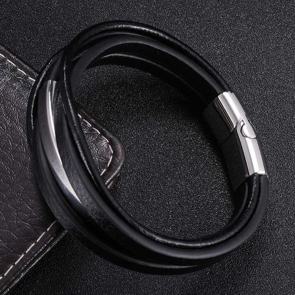 multilayer black leather bracelet men stainless steel magnetic clasp women wrist band jewelry bangles gift, Golden;silver
multilayer black leather bracelet men stainless steel magnetic clasp women wrist band jewelry bangles gift, Golden;silver
