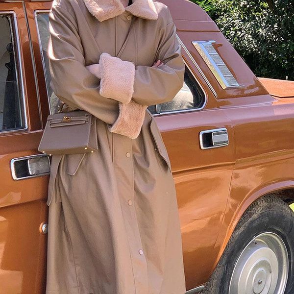 2021 new arrivals plus size women's pu leather overcoats belt loose warm winter trendy lady outerwear female long coats parkas, Black
2021 new arrivals plus size women's pu leather overcoats belt loose warm winter trendy lady outerwear female long coats parkas, Black