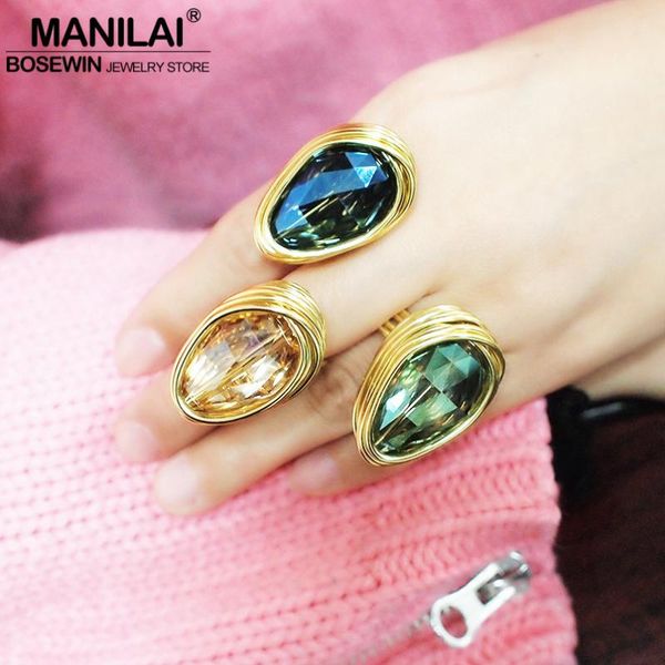 band rings manilai luxury big crystal for women wedding jewelry handmade metal wire statement finger party accessories, Silver
band rings manilai luxury big crystal for women wedding jewelry handmade metal wire statement finger party accessories, Silver