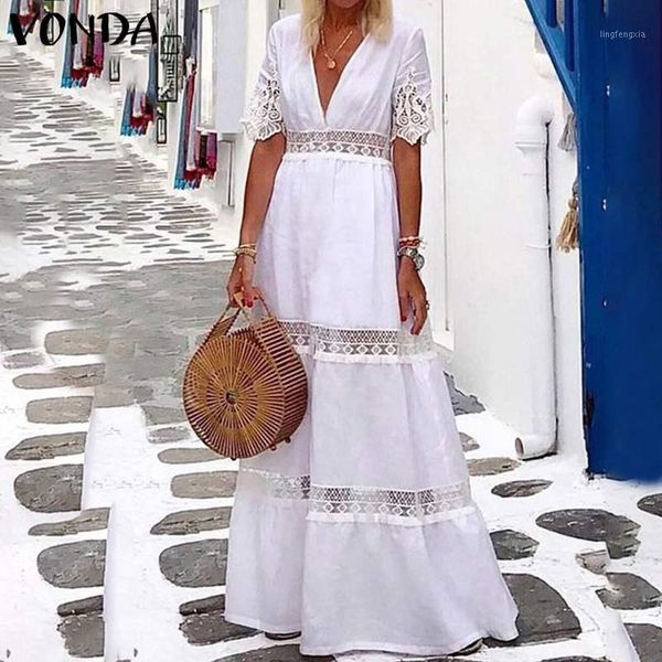 summer v neck long maxi dress 2020 vonda women casual short sleeve party dresses loose elegant lace bohemian vestidos1, Black;gray
summer v neck long maxi dress 2020 vonda women casual short sleeve party dresses loose elegant lace bohemian vestidos1, Black;gray