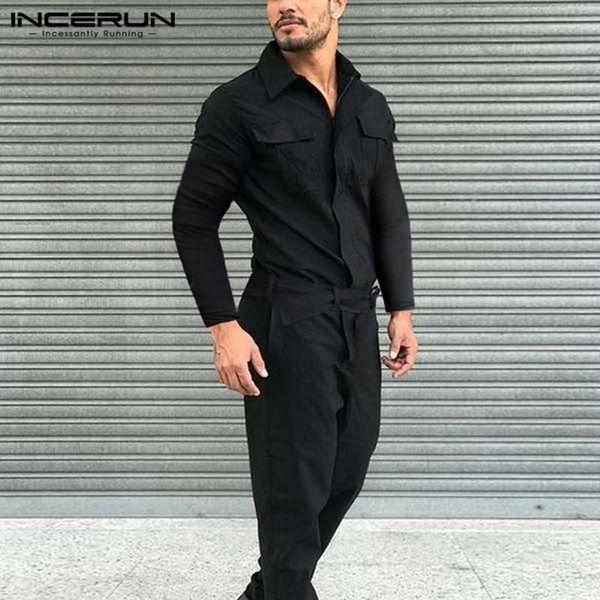 long sleeve lapel bib pants streetwear incerun mens fashion solid color rompers men cargo overalls pockets zippers jumpsuits 5xl, Black
long sleeve lapel bib pants streetwear incerun mens fashion solid color rompers men cargo overalls pockets zippers jumpsuits 5xl, Black