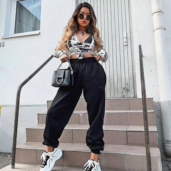 women 2020 european and american autumn fashion street casual pants loose sports slim pants women, Black;white
women 2020 european and american autumn fashion street casual pants loose sports slim pants women, Black;white