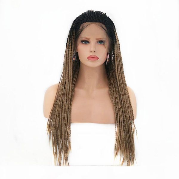 fashion twist braided synthetic lace front wigs ombre hair with dark roots brown wigs with baby hair heat resistant fiber wigs for women, Black
fashion twist braided synthetic lace front wigs ombre hair with dark roots brown wigs with baby hair heat resistant fiber wigs for women, Black