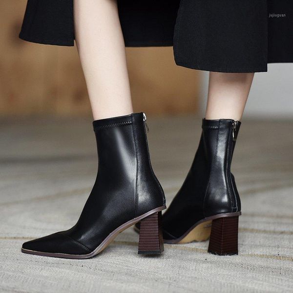 white ankle boots brand women's shoes zipper boots-women low fashion pointy autumn leather 2020 high heel ladies rubber genuine1, Black
white ankle boots brand women's shoes zipper boots-women low fashion pointy autumn leather 2020 high heel ladies rubber genuine1, Black