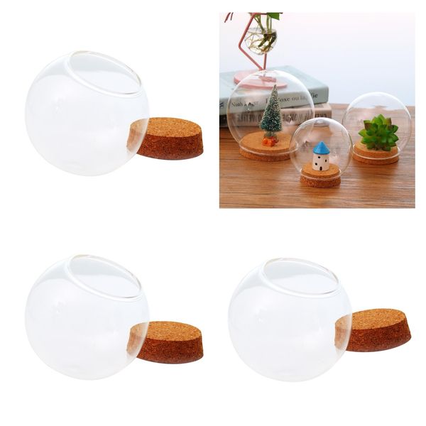 3pcs glass ball shaped cover landscape terrarium container lid vase bottle