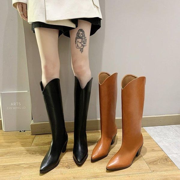 boots brand design fashion trendy autumn winter shoes high heels slip on mid-calf western women, Black
boots brand design fashion trendy autumn winter shoes high heels slip on mid-calf western women, Black