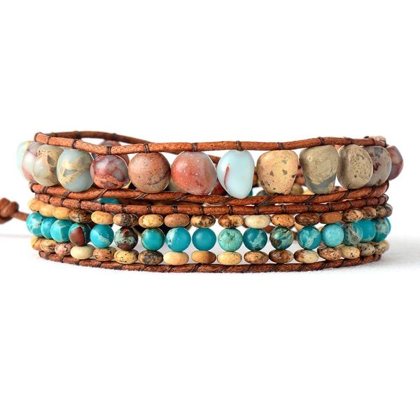 unique wrap bracelet natural japser stones 2 strands leather rope bracelet beads bracelet lovers gifts jewelry sqchws new_dhbest, Golden;silver
unique wrap bracelet natural japser stones 2 strands leather rope bracelet beads bracelet lovers gifts jewelry sqchws new_dhbest, Golden;silver