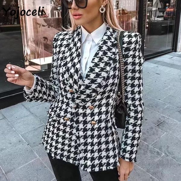 yojoceli 2020 autumn winter plaid tweed blazer coat elegant breasted outerwear coats streetwear1, White;black
yojoceli 2020 autumn winter plaid tweed blazer coat elegant breasted outerwear coats streetwear1, White;black