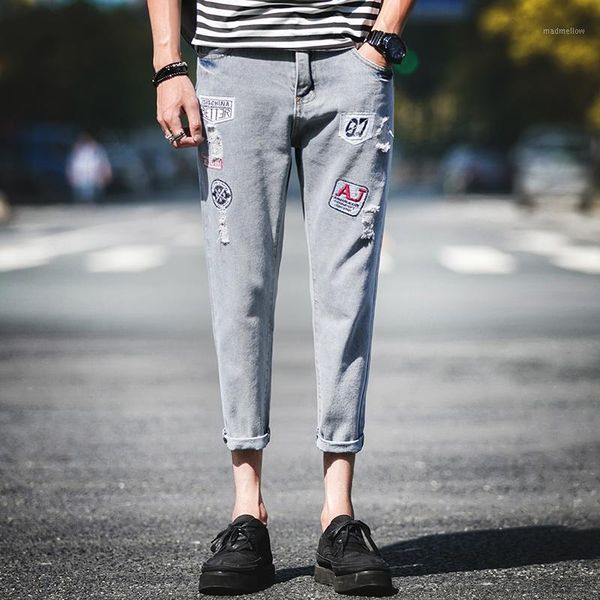 hole skinny jeans men's slim fashion large size ankle length jeans men's thin section embroidery patch casual pants1, Blue
hole skinny jeans men's slim fashion large size ankle length jeans men's thin section embroidery patch casual pants1, Blue