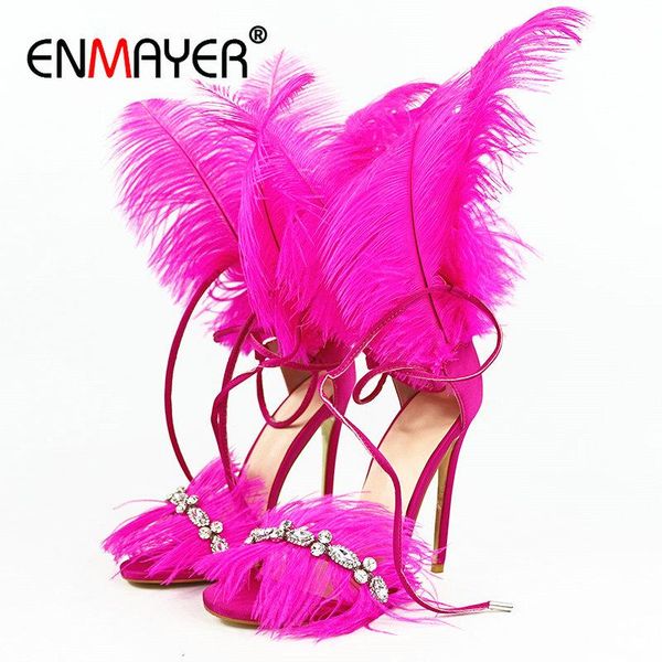 enmayer sandals women basic solid thin heels fur luxury high heel sandals wedding shoes party silk lace-up women, Black
enmayer sandals women basic solid thin heels fur luxury high heel sandals wedding shoes party silk lace-up women, Black