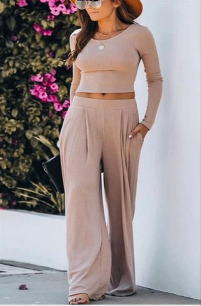 womens sets fashion women solid color long sleeve and loose elastic wide leg pants two piece set womens tracksuit, Gray
womens sets fashion women solid color long sleeve and loose elastic wide leg pants two piece set womens tracksuit, Gray