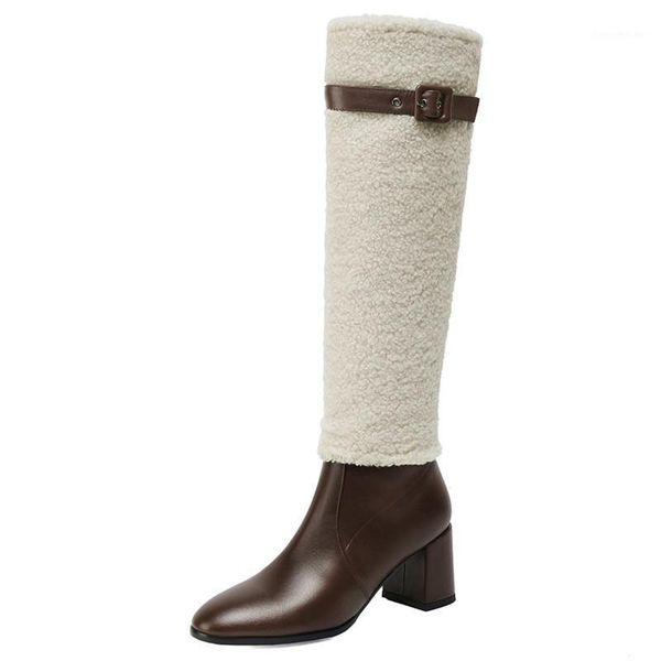 2020 winter new knee high boots genuine leather boots thick high heels round head keep warm hasp zipper1, Black
2020 winter new knee high boots genuine leather boots thick high heels round head keep warm hasp zipper1, Black