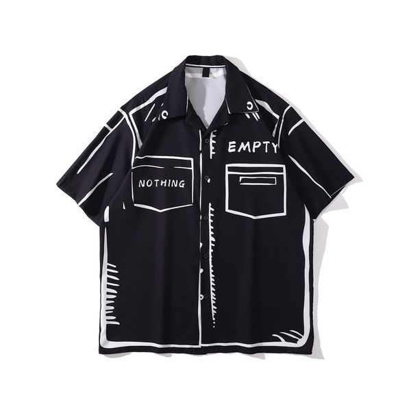 full printed vintage men's shirt thin material streetwear shirts for men, White;black
full printed vintage men's shirt thin material streetwear shirts for men, White;black
