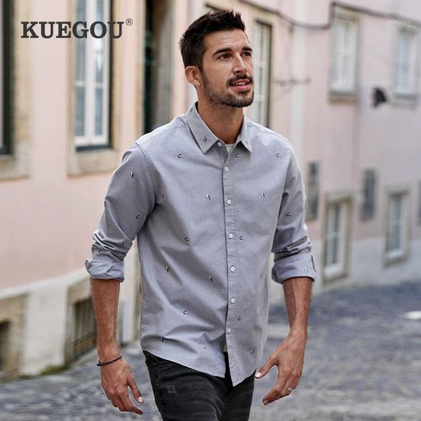 kuegou 2020 autumn 100% cotton embroidery casual shirt for men oversize male fashion collared button long sleeve clothing 205111, White;black
kuegou 2020 autumn 100% cotton embroidery casual shirt for men oversize male fashion collared button long sleeve clothing 205111, White;black