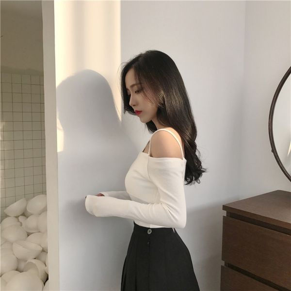 2020 осень новой корейской версии тонкий универсальный fashionshoulder с длинным рукавом сексуальный простой t-shirt женщины top coat футбол, White
2020 осень новой корейской версии тонкий универсальный fashionshoulder с длинным рукавом сексуальный простой t-shirt женщины top coat футбол, White